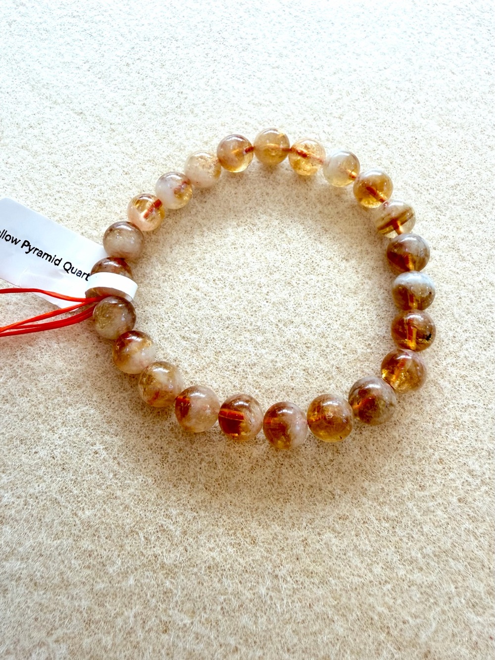 Yellow Pyramid Quartz Beaded Stretchy Bracelet